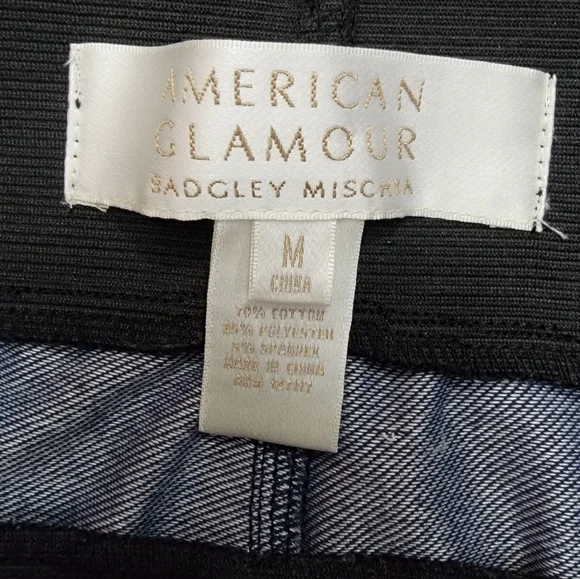 Badgley Mischka American Glamour Faux Denim Blue Leggings Size Medium - Picture 6 of 7
